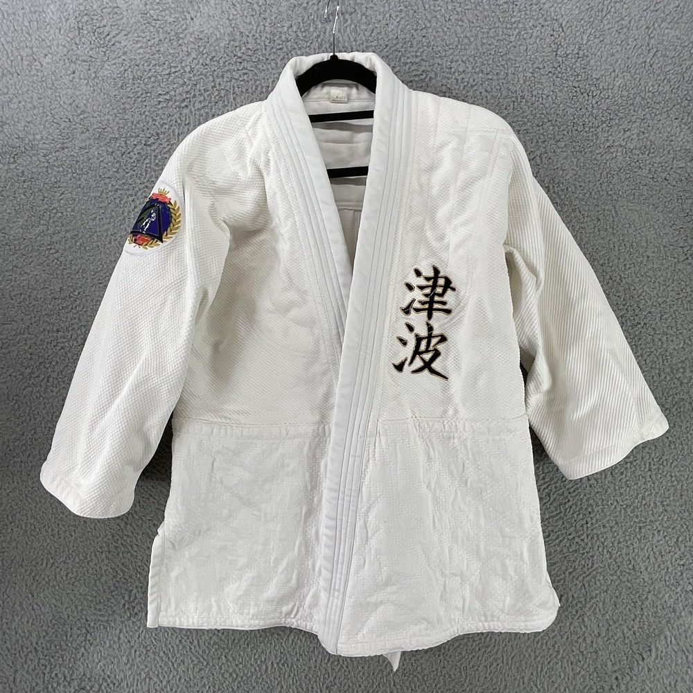 Judo Gi Jacket Medium White Unisex Embroidered Patch 3/160 Cotton Martial Art